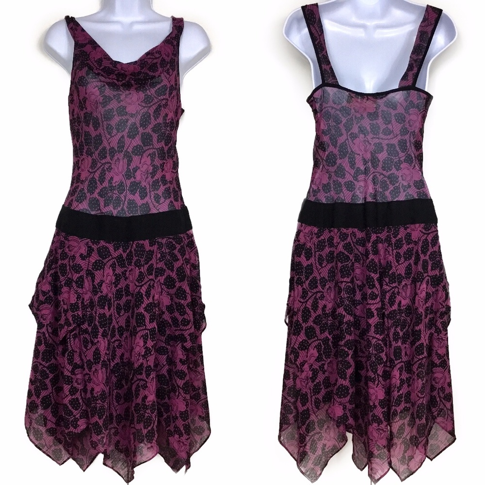 Soundgirl Black & Pink Layered Handkerchief Dress SEXY
